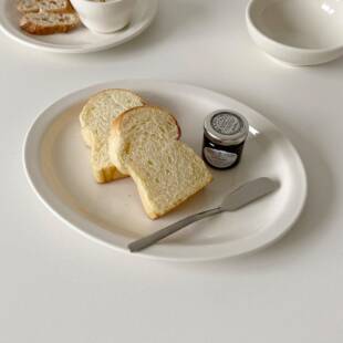 奶白色系列餐具 窄边釉下彩厚陶瓷椭圆盘 西餐盘鱼盘9.5寸11寸