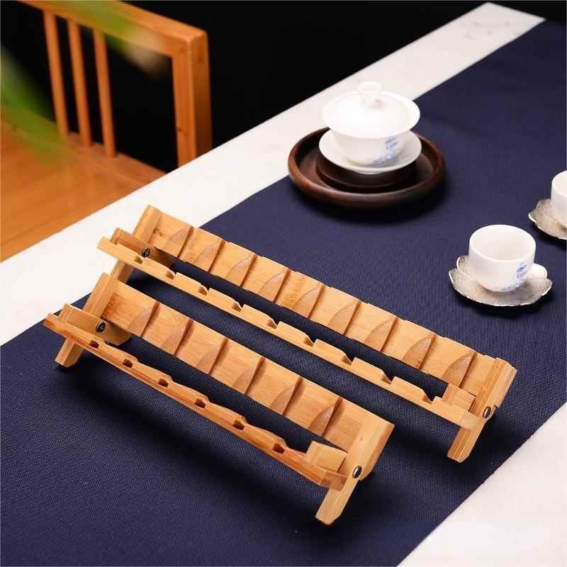 竹制茶杯架折叠杯架沥水架晾杯架置物架功夫茶具配件茶道配件