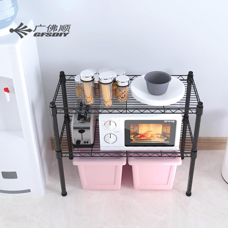 架2层厨房/物架落地置物架可调家用货不锈钢架简易组合层收纳层置图片