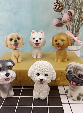 泰迪萨摩雪纳瑞巴哥金毛比熊犬狗狗汽车车摆车载摇头树脂家居摆件