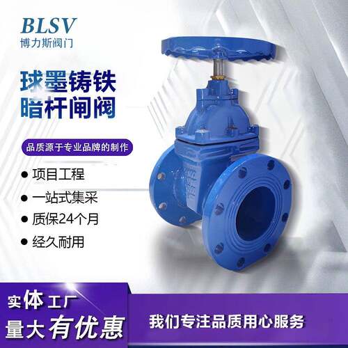 厂家直销球墨铸铁中体大体弹性座封软密封暗杆闸阀Z45X-10-16Q