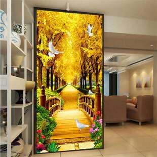 蒙娜丽莎十字绣黄金满地竖版 2020简约现代大幅客厅 玄关线绣新款