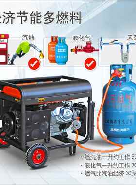 首嘉5KW/6瓦K111222W/08千小型汽油发电机家用单相22v10KW三相3V8