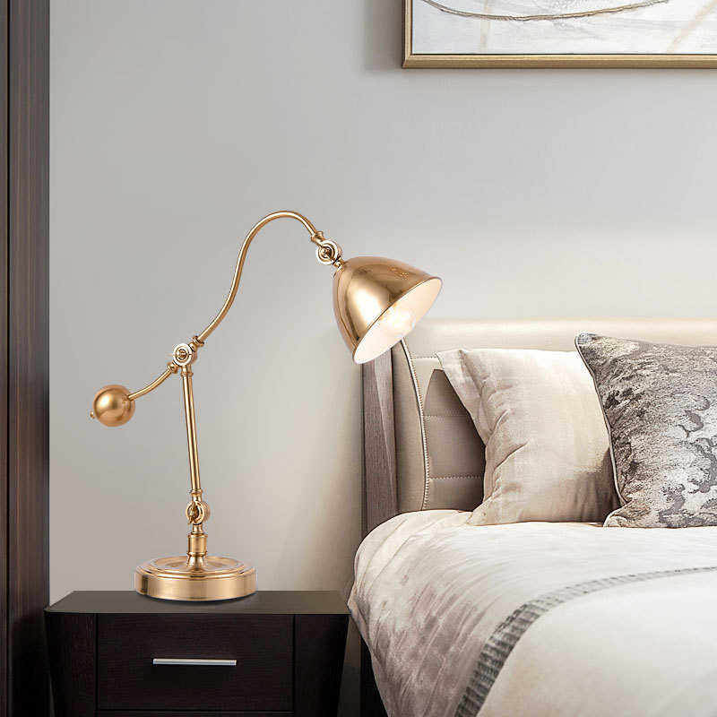 美式轻奢高级感长臂折叠金属酒店客房床头柜装饰书房学习台灯