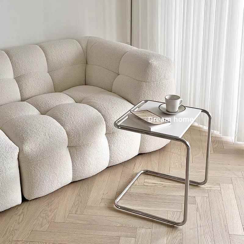 中意古锈钢玻璃小茶子几客厅沙发边几角几网红小桌创透不明TA7BBS