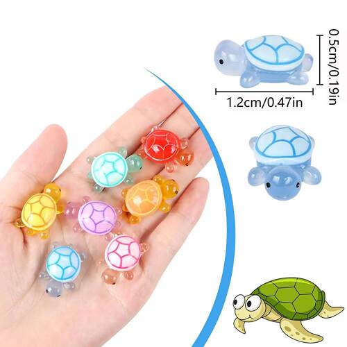 50/100 Pcs Cute Mini Luminous Turtle Ornaments Glowing in Th