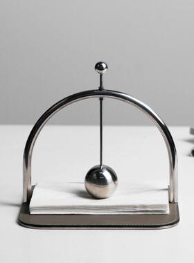 现代简约金属皮质定点纸巾架酒店客厅餐桌方巾纸收纳架装饰品