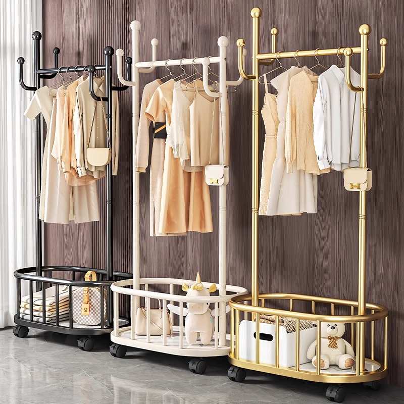 晾衣架落地卧室挂衣架可移动家用衣帽架室内简易轻奢衣服架子加粗