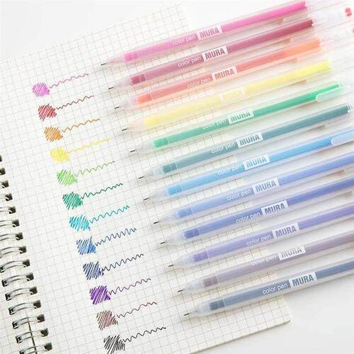 12PCS/Box Color Gel Pen Set Kawaii 0.5mm Ballpoint Pens Scho