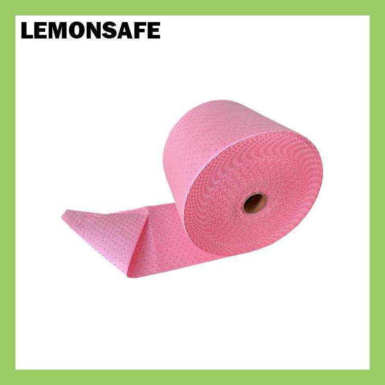 LEMONSAFE粉色吸液棉卷化学品吸附棉防酸碱溶剂吸收垫HRL03