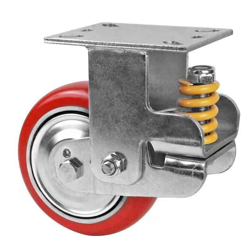 刹车防尘寸寸6静音万向5pu脚轮防弹簧减震韩式弹簧缠绕聚氨酯