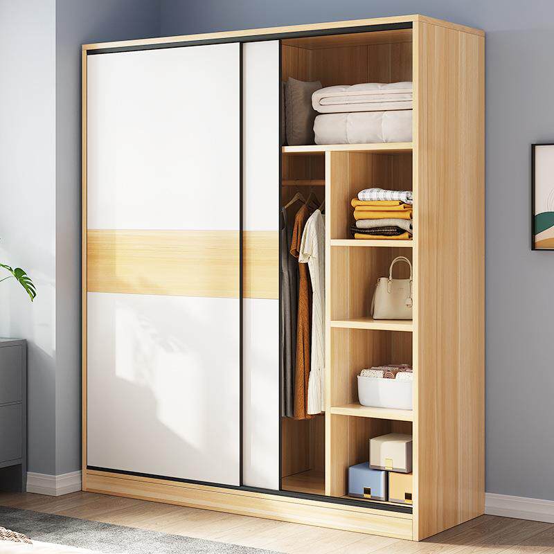 推拉门衣柜家用卧室出租房经济型简易柜子结实耐用实木质儿童衣橱