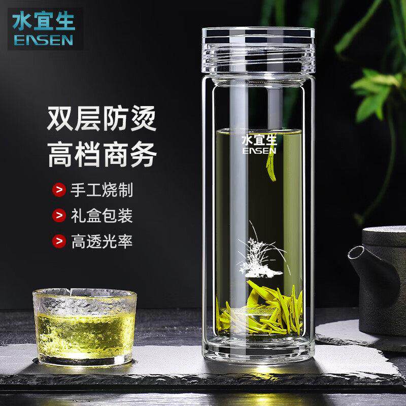 水宜生玻璃杯大容量水杯男2025新款高档泡茶杯带盖子家用水晶玻璃