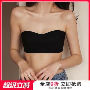 贴身日记一片式无痕防走光防滑抹胸式无肩带文胸无钢圈聚拢内衣薄