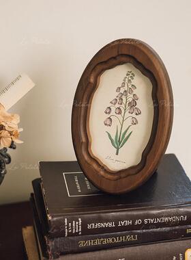 澜悦居中古咖实木相框件摆桌面植物画框挂墙装饰啡厅陈列展示GBO