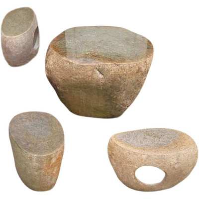 石桌石凳鹅卵石桌凳椅石材庭院天然石头户外花园林休闲茶几石桌