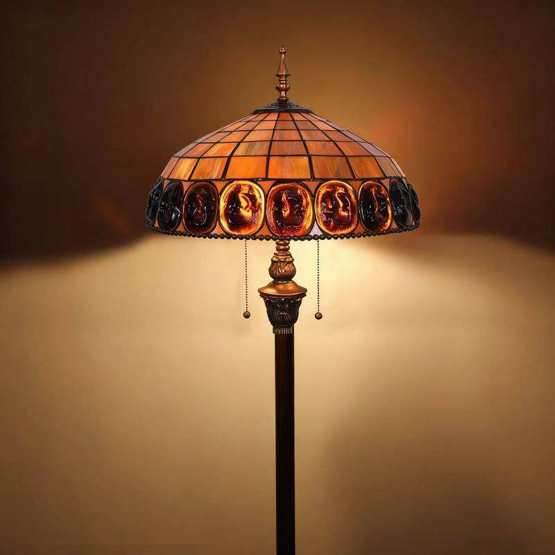 跨境蒂凡尼茶色龟背玻璃灯罩餐厅酒吧咖啡厅站立灯卧室书房落地灯
