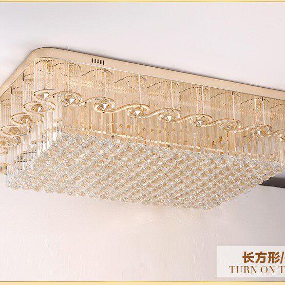 厂家S金led客厅吸顶灯长方形水晶灯欧式大厅灯别墅餐厅灯具