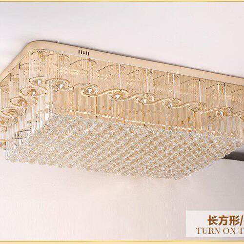 厂家S金led客厅吸顶灯长方形水晶灯欧式大厅灯别墅餐厅灯具