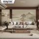 湖山春暖图刺绣壁布背景墙纸中式 古风聚财山水壁纸客餐厅壁画新款