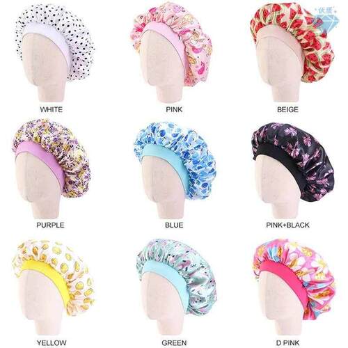 Fashion Print Hair Bonnet Satin Silky Big Bonnet for Kids Af