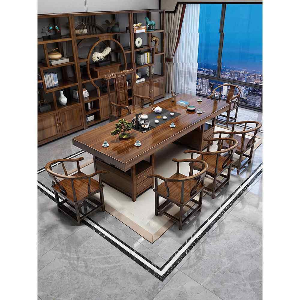 实木大板茶桌椅组合新中式禅意功夫茶几办公室家用泡茶台套装一体,住宅家具,茶几,淘宝优惠券,粉丝福利购,淘宝优惠卷