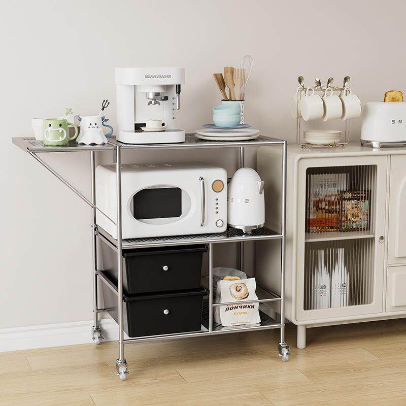 可移动折叠厨房微波炉置物架小家电咖啡机储物架卧室喂养台新品