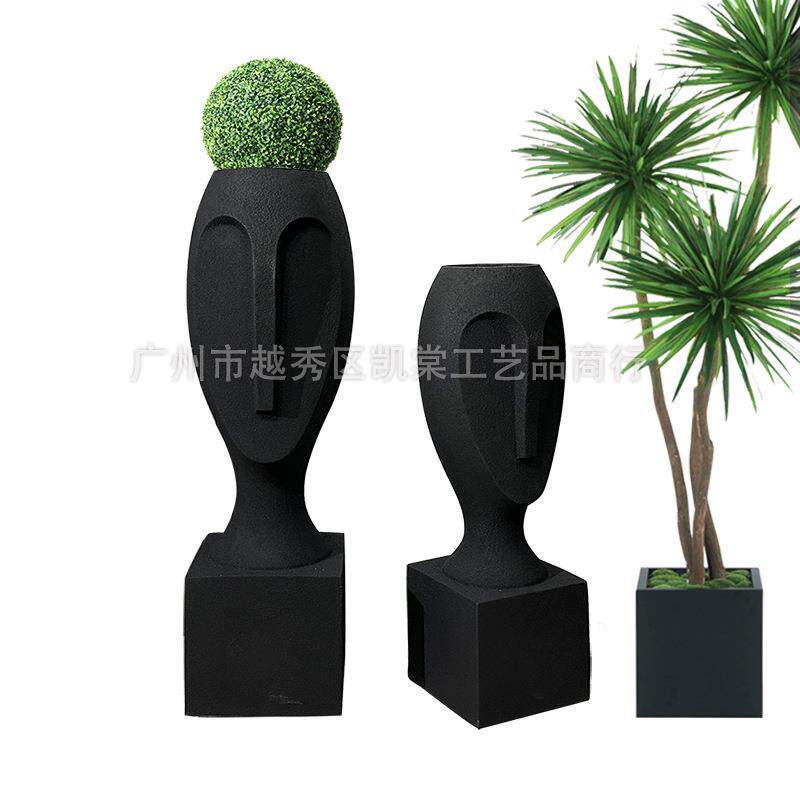 抽象人脸艺术花盆绿植花艺装饰客厅咖啡馆样板间民宿景观摆件