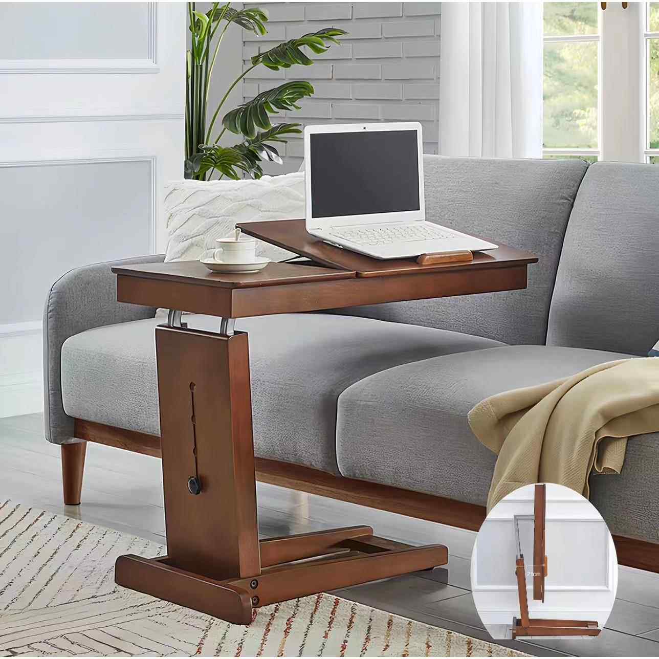 床边桌实木笔记型电脑桌子小户型卧室可折叠移动升降懒人家用书桌