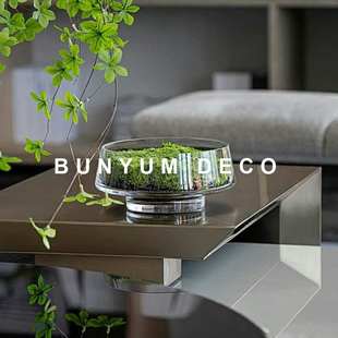 售楼处洽谈桌透明大口径玻璃苔藓装 饰摆件样板间客厅花器