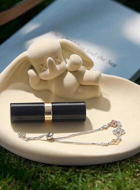 奢植绒小摆FDZ飞象钥匙收纳客厅桌面首饰盘入户玄关件植绒装饰轻