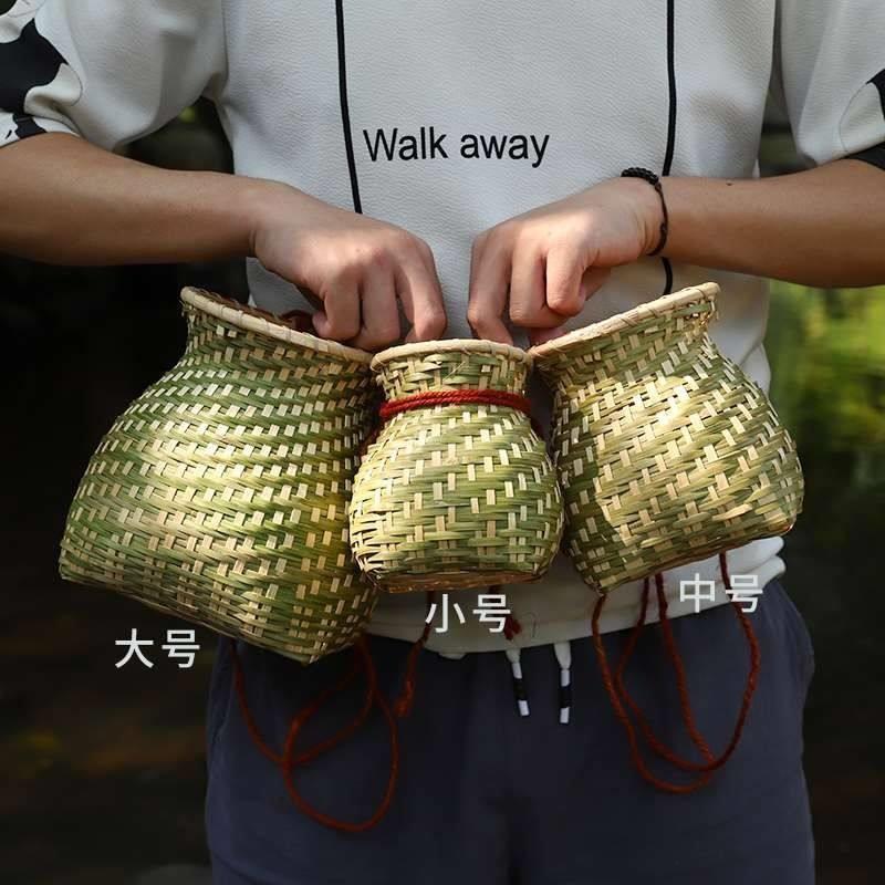 竹编鱼篓小背篓采茶竹篓茶叶篓鱼娄旅游汉服古风拍照道具摘茶叶篓