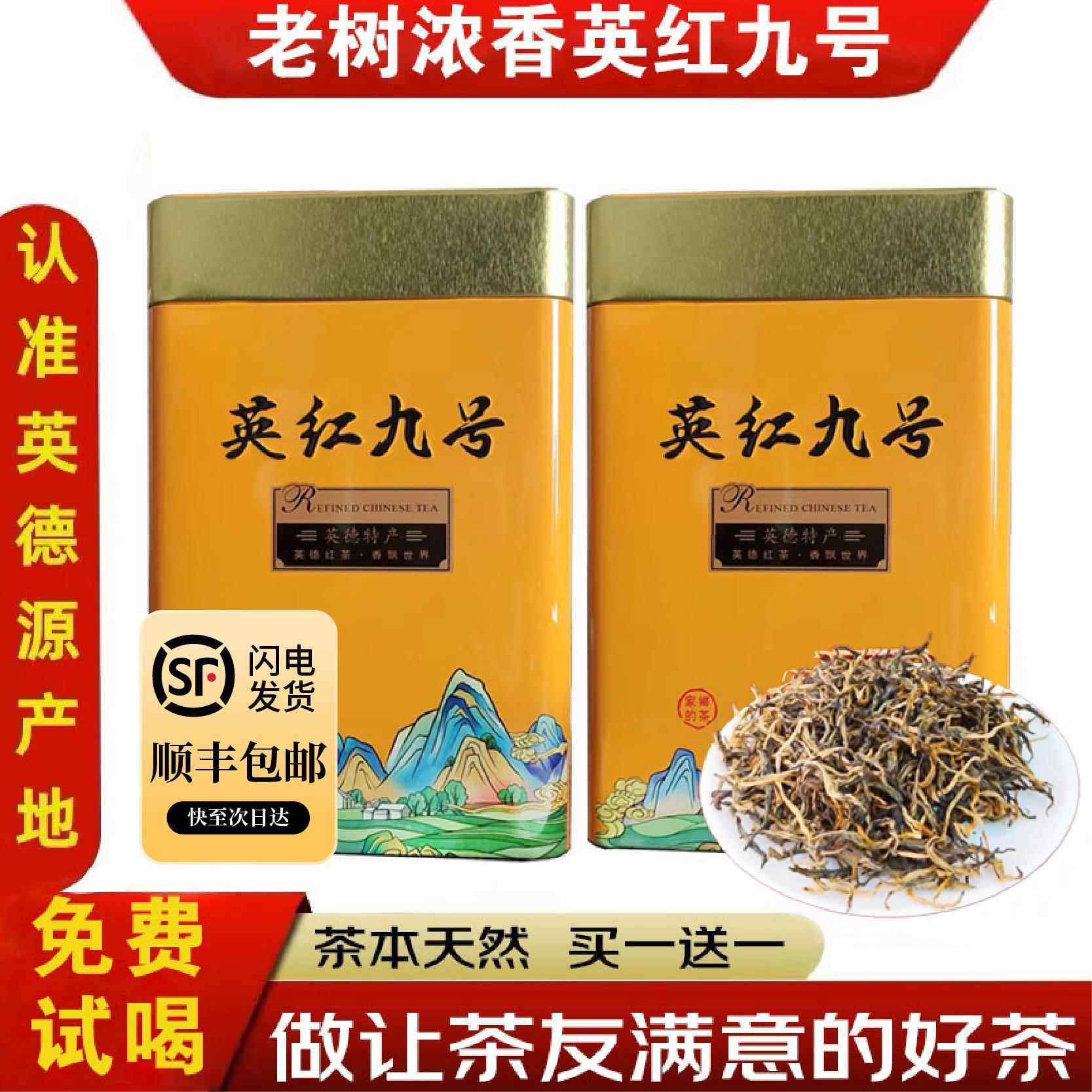 顺丰包邮高山老树英德红茶英红九号浓香送礼礼盒装金毛豪新茶500g