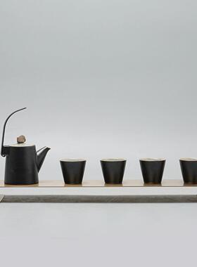 新中式茶室陶瓷茶具套组摆件样板间会所客厅茶桌茶艺茶道软装饰品