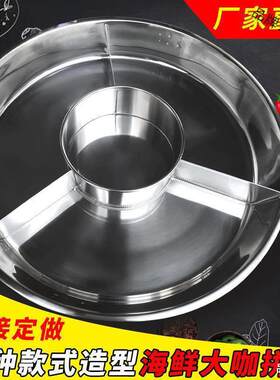 。带耳盘子特大号带耳圆形牛蛙龙虾盛宴盘子小龙虾拼盘不锈钢海鲜