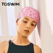 TOSWIM布帽女童男童可爱防晒宝宝布料不勒头游泳帽时尚 儿童泳帽夏