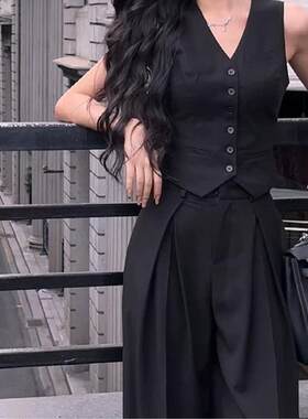 黑色小香风西装马甲背心女款夏季薄款高端洋气时髦小马夹无袖上衣