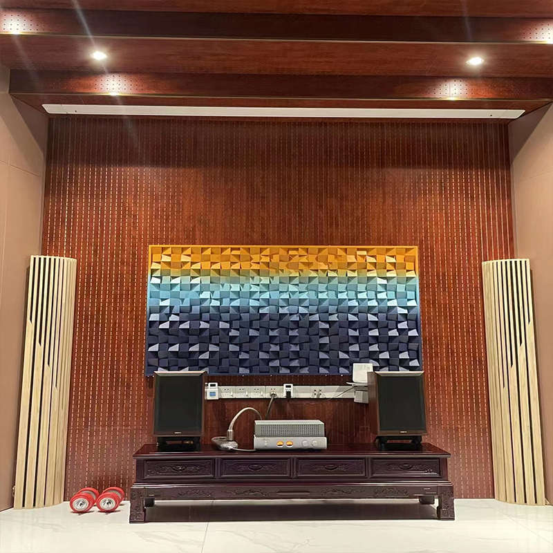 吸音板挂画定制木质立体造型音响声学扩散板实木马赛克背景墙装饰图片
