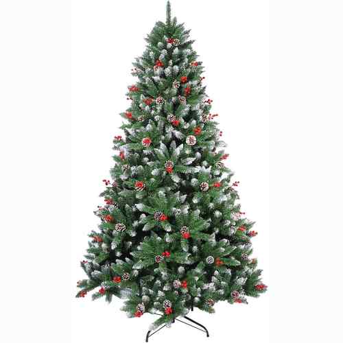 厂家直销现货大型圣诞树1.8-2.4米加密绿色pvc尖头沾白圣诞装饰品