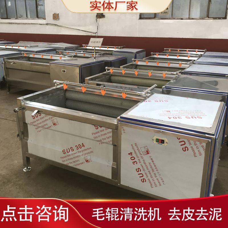 山药去泥去皮一体机器松茸去泥毛辊清洗机食品毛刷带喷淋清洗设备