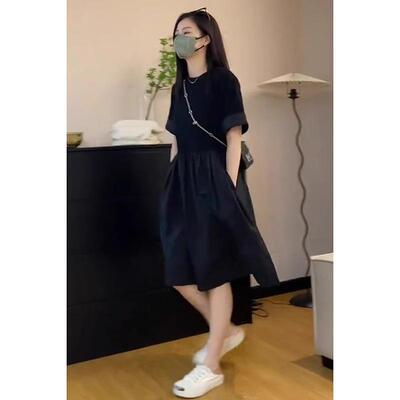 MUAMY夏季新款港风茶歇高端小黑裙可盐可甜学院风遮肉显瘦洋装