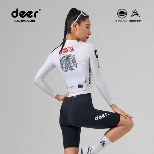 deer小鹿×Sakun联名骑行服公路车女夏长袖自行车服上衣速干短袖