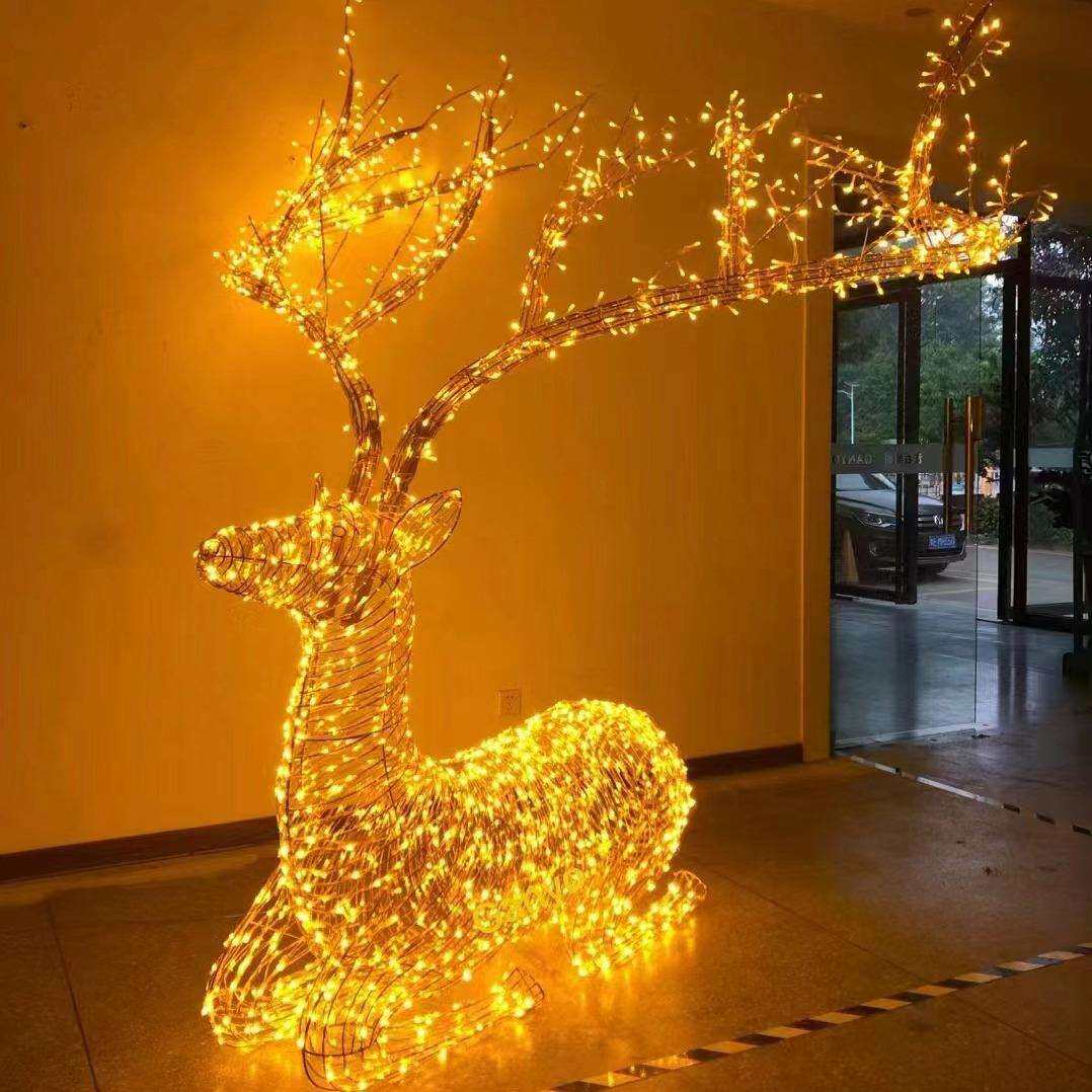3d立体动物造型灯led梅花鹿麋鹿小鹿铁架装饰灯景观灯LED彩灯幻彩