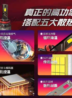 跨境鰭片散热240W大功率汽车LEDled远近光大灯h7超亮强光车灯