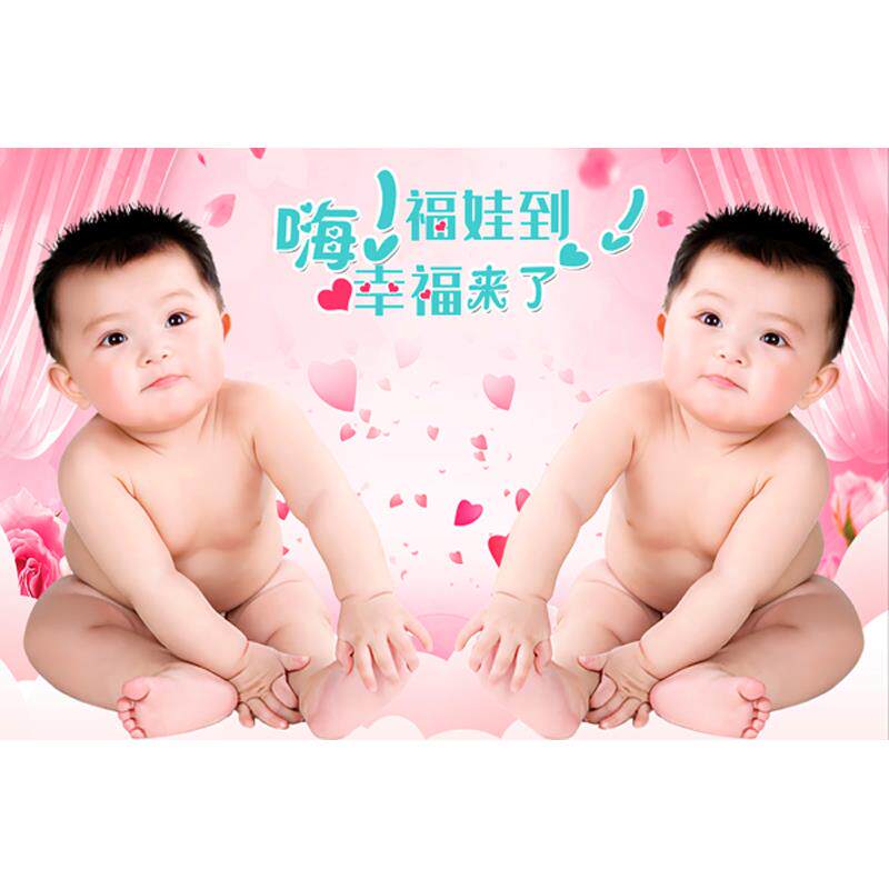 漂亮宝宝双胞胎可爱bb图片龙凤婴儿墙贴画报照片孕妇助孕胎75x50c