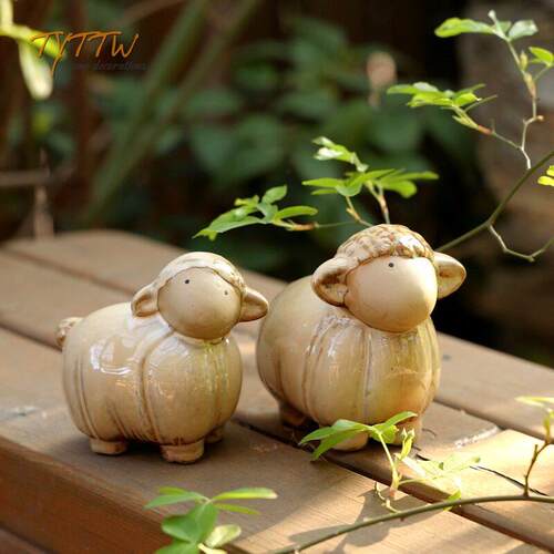 可爱治愈系羊咩咩桌面书房玄关办公位陶瓷闺蜜同事朋友送礼装饰