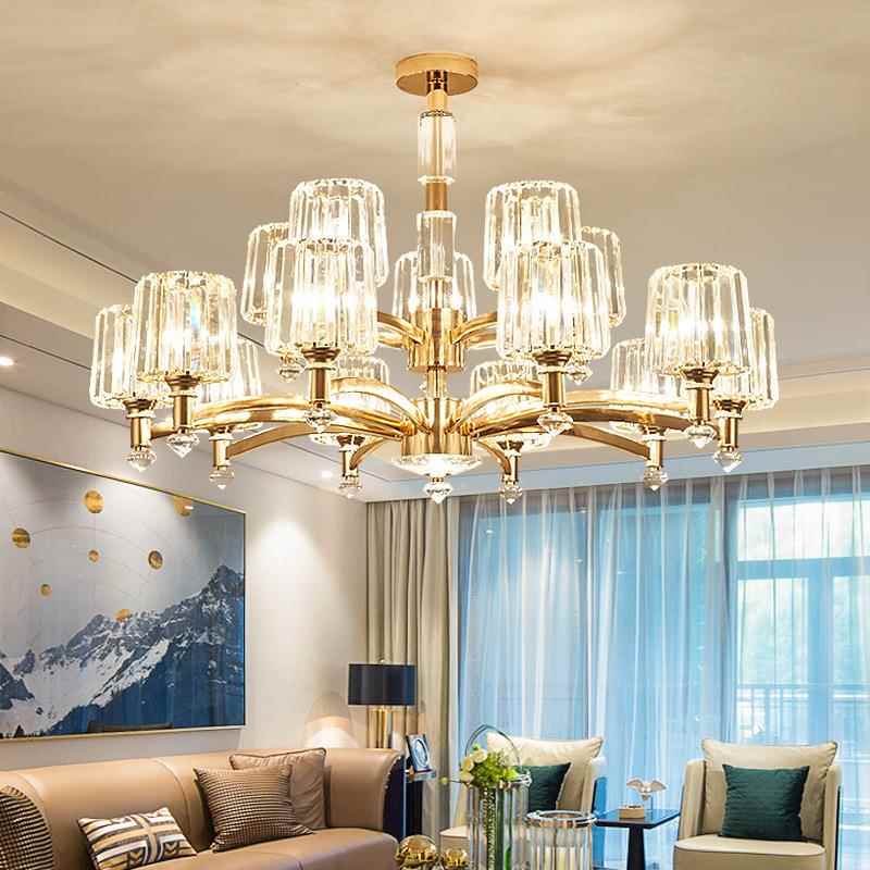 现代简大约轻奢水晶吊室灯23客厅灯2020年新款后卧餐厅灯简欧厅灯