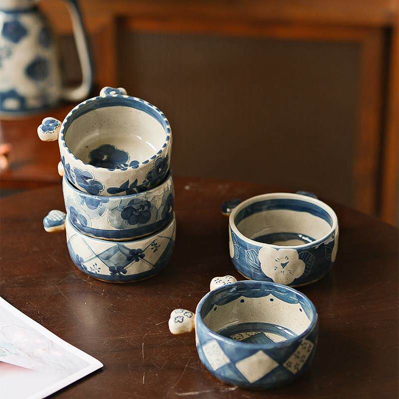 燚坊景德镇青花创意纯手绘手工釉下彩复古特色陶瓷碗甜品碗米饭碗