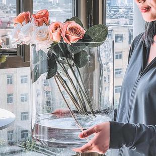 宽口玻璃花瓶透明水培大口径大号广口敞口醒花桶特大号大型