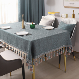 欧式纯色麻棉餐桌布台布艺，美式家用正方形，长方形北欧客厅茶几桌布